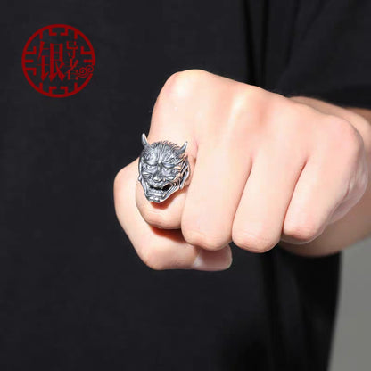 Silver Hannya Demon Ring