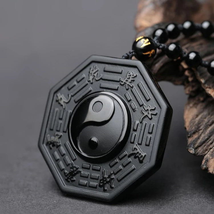 Yin Yang Taiji Obsidian Pendant Necklace