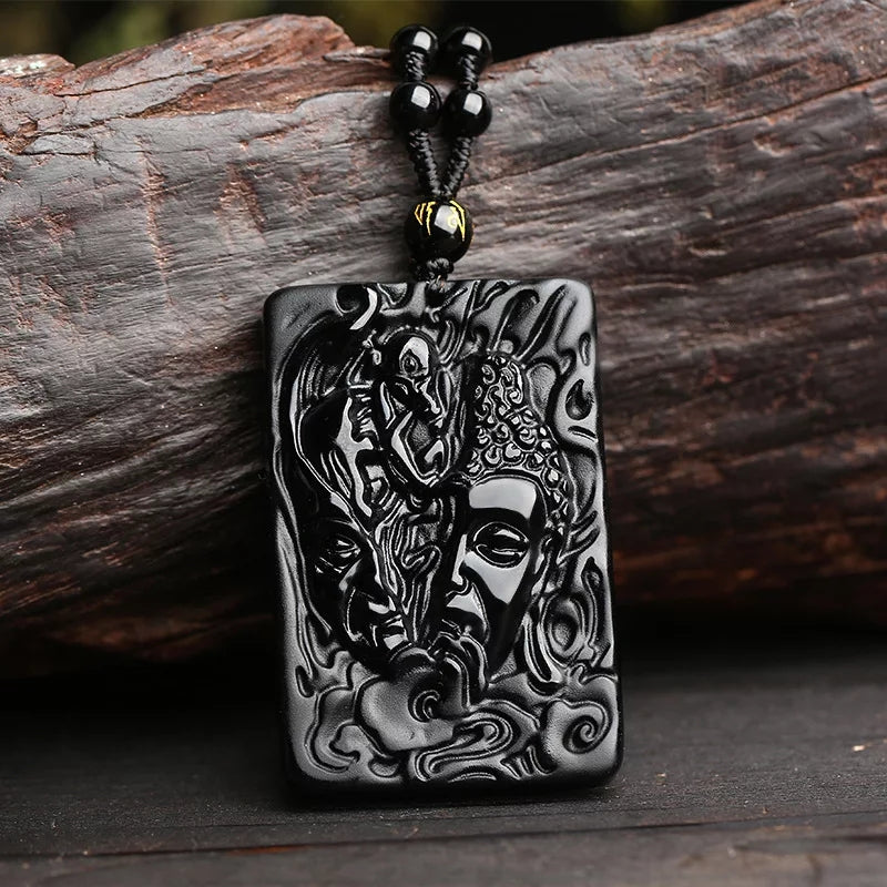 Good and Evil Obsidian Buddha Pendant Necklace (50% OFF)