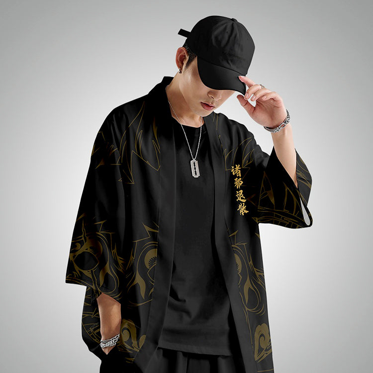 Haori Shirt - Fog | AKASHI-KAMA Kimono Shirt XXL