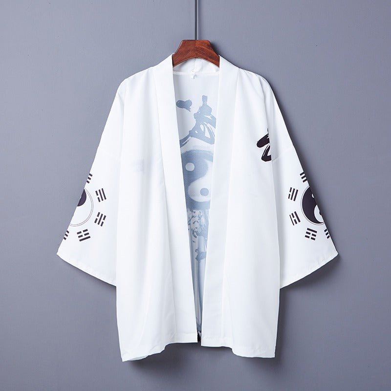 Ying and Yang Kimono - White - Free Size - Premium Japanese Cotton ...