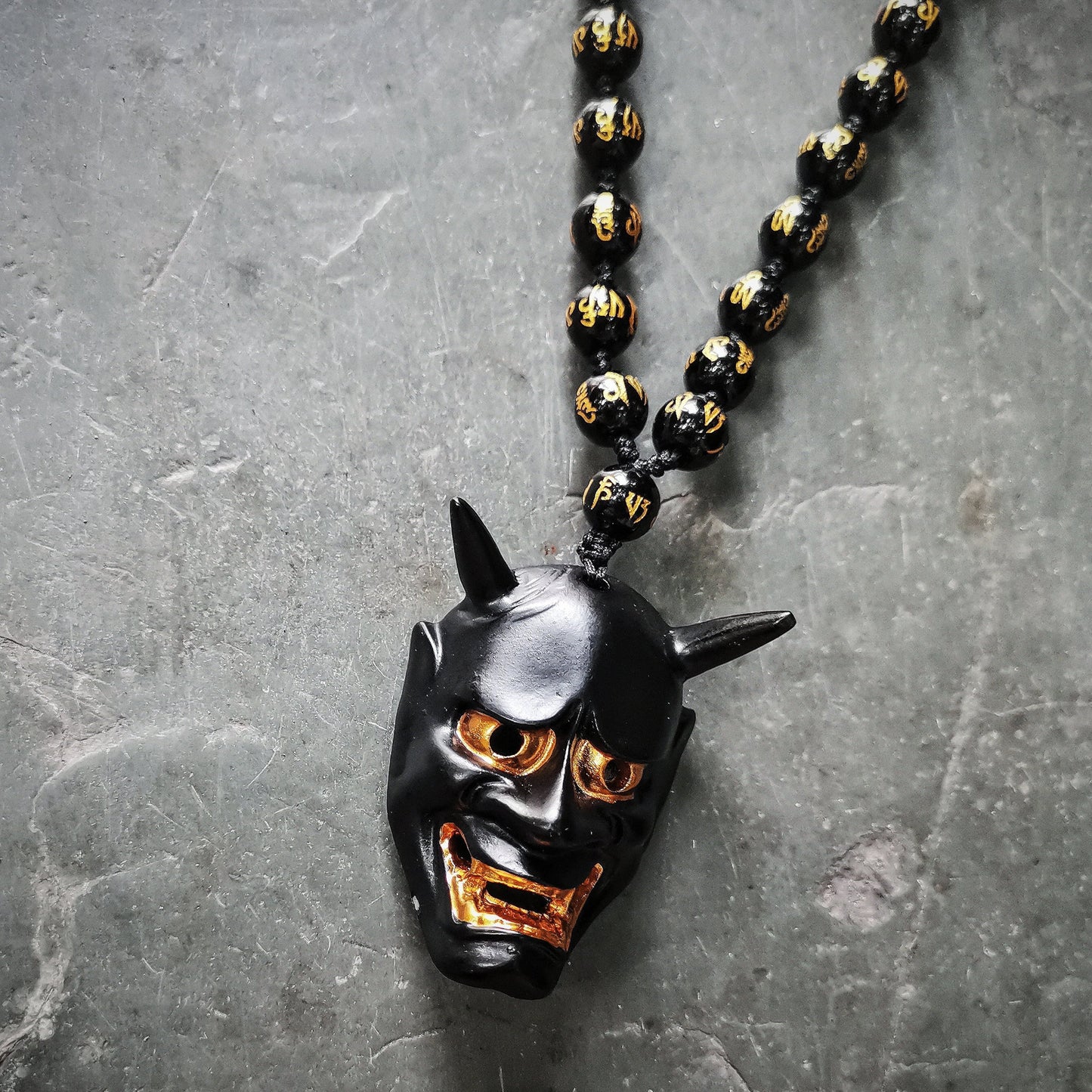 Black Hannya Mask Pendant Necklace (40% OFF)