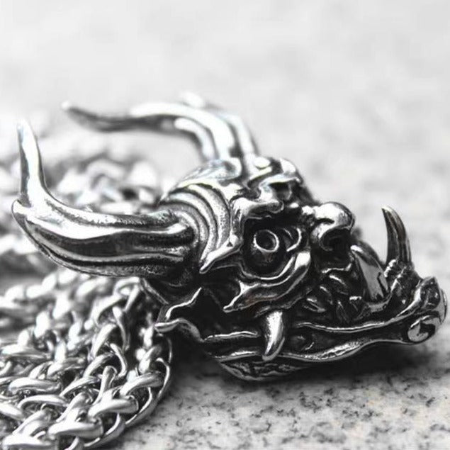 Silver Hannya Demon Pendant - Unisex Silver Handcrafted 