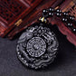 Dragon Phoenix Yin Yang Obsidian Pendant Necklace