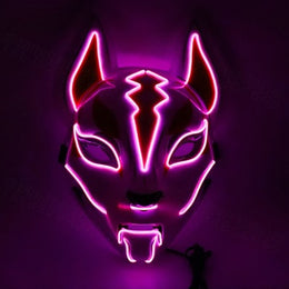 Cyber LED Kitsune Fox Mask - Japanese Tattoo Oni Plastic Mask Unisex ...