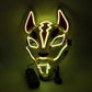 Cyber LED Kitsune Fox Mask - Japanese Tattoo Oni Plastic Mask Unisex ...