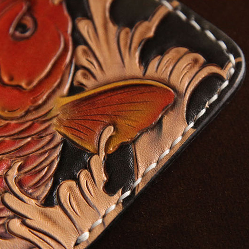 Handcrafted Koi Bifold Card Holder Leather Wallet (30% OFF)