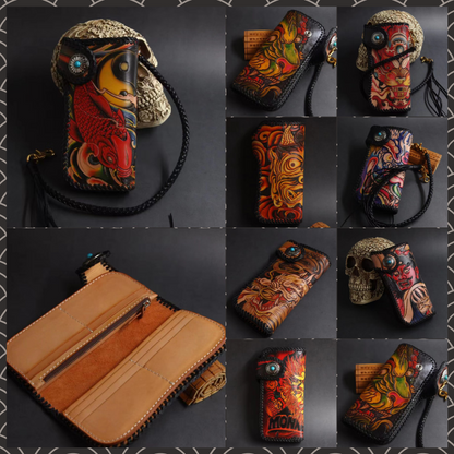 Hundred Ghosts™ Irezumi Japanese Leather Long Wallet 2.0