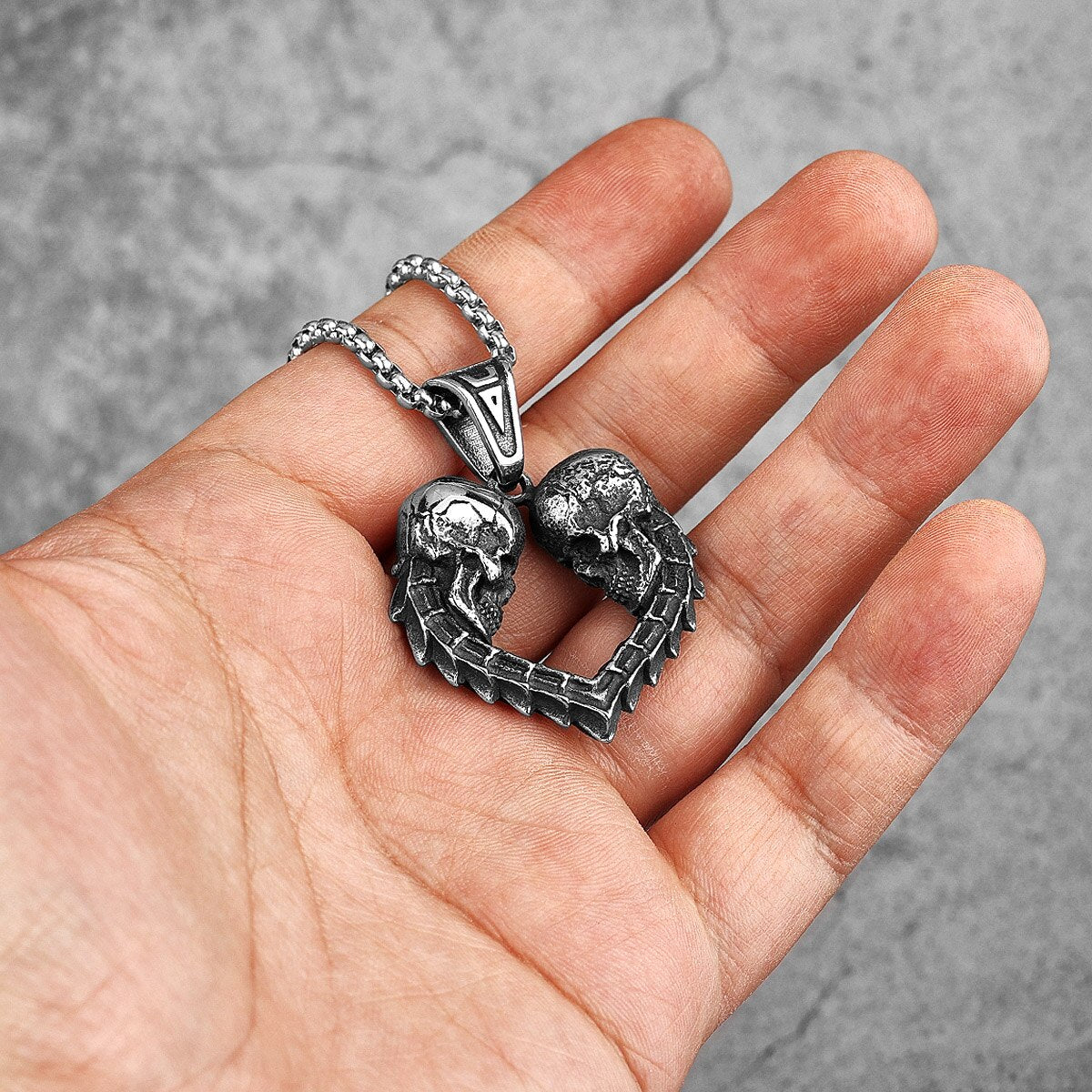 Loyal Love Skull Silver Pendant Necklace