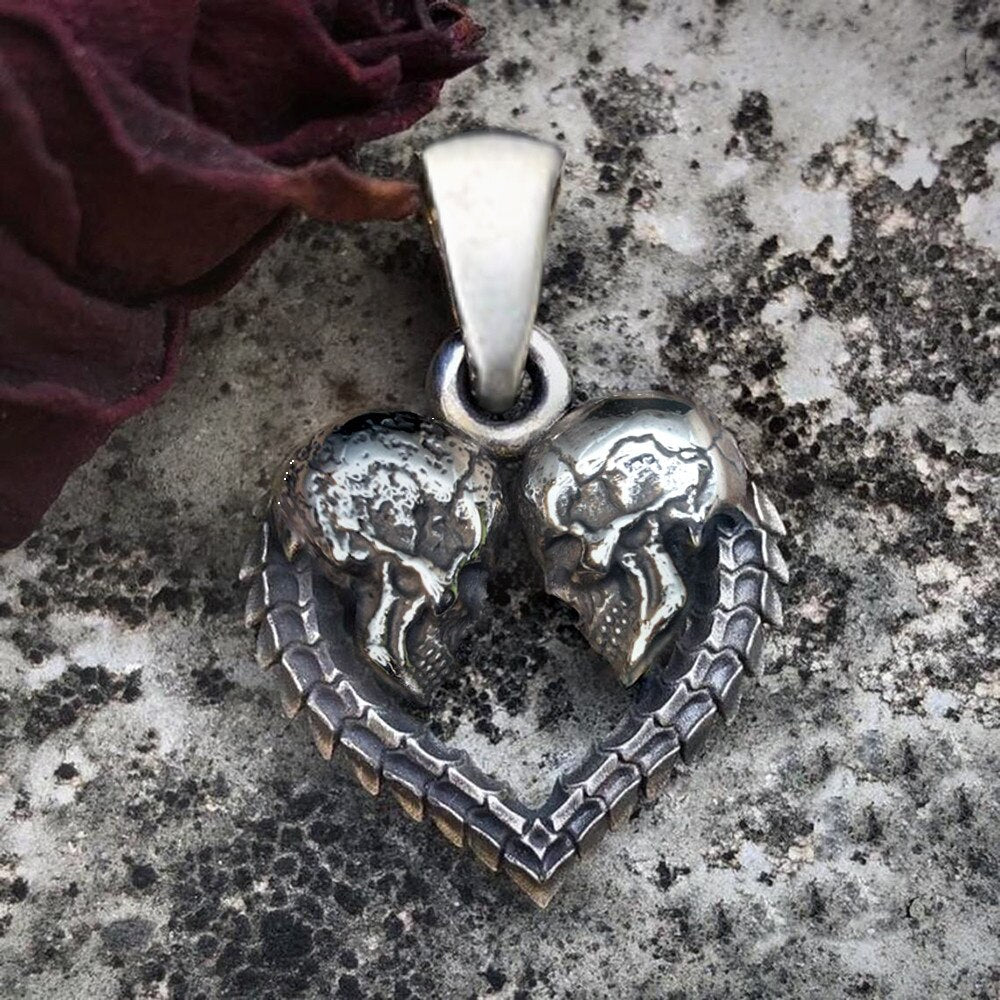 Loyal Love Skull Silver Pendant Necklace