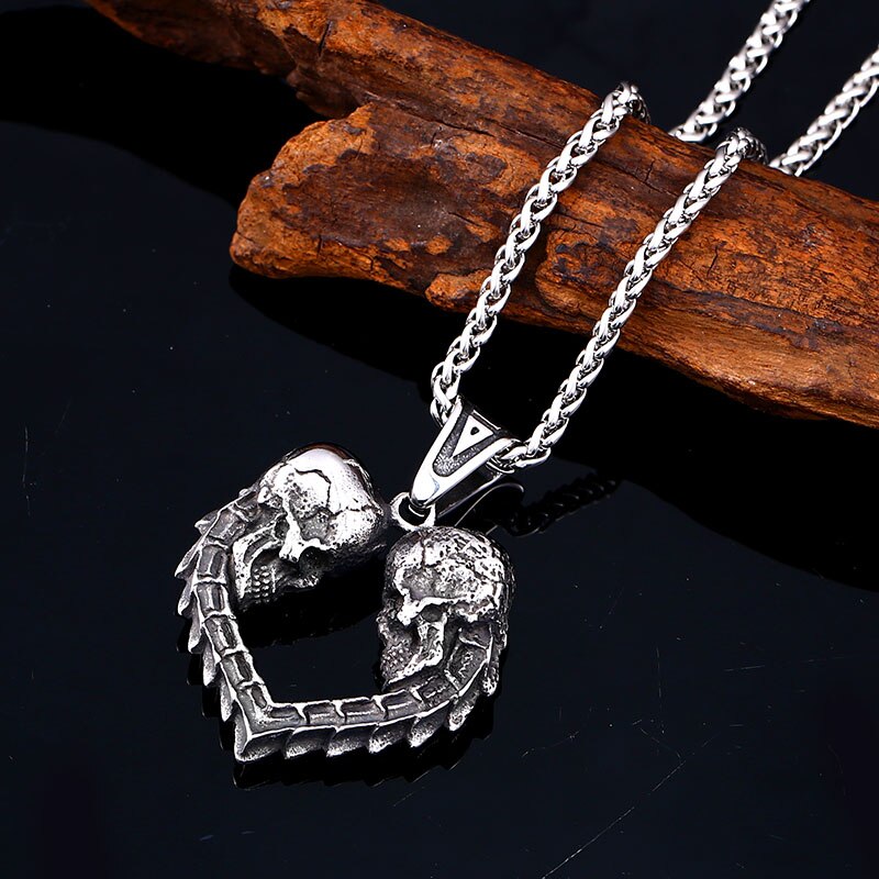 Loyal Love Skull Silver Pendant Necklace