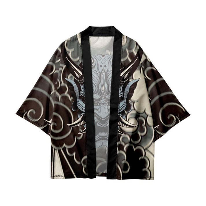 Hannya Mask Kimono - Black - Premium Japanese Cotton Blend - Japanese ...