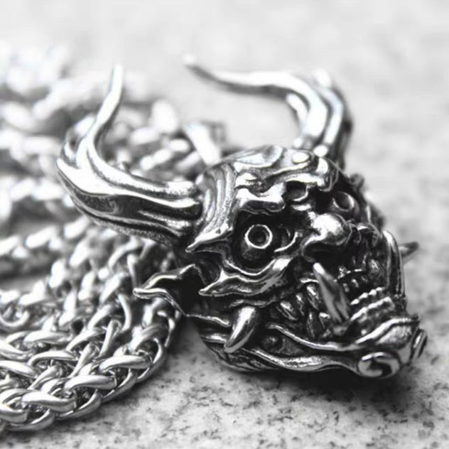 Silver Hannya Demon Pendant - Unisex Silver Handcrafted 