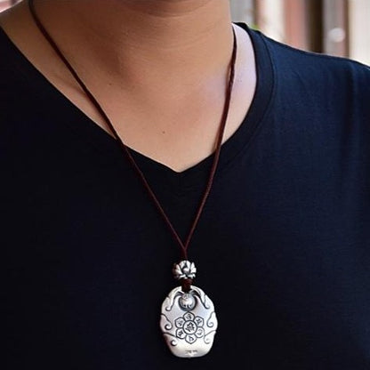 Fudo Myoo Head Silver Pendant Necklace