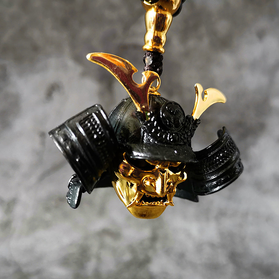 Golden Samurai Mask Pendant Necklace