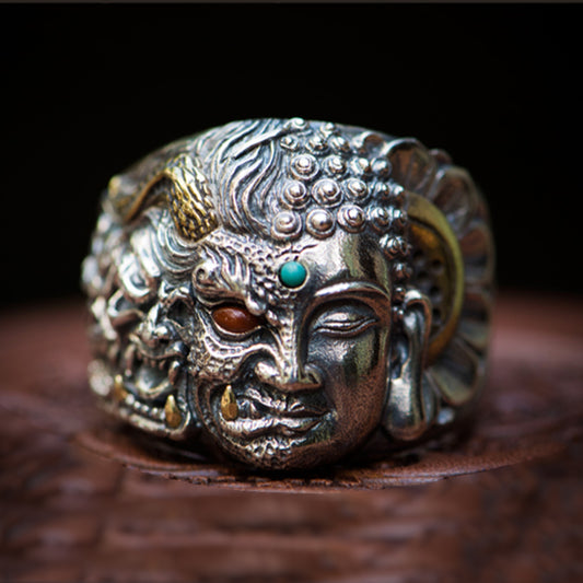 Good Vs Evil Buddha Ring