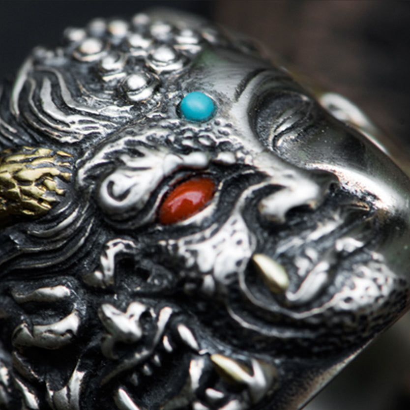 Unique Gold And Diamond Buddha Ring | Handmade OM | Ebru Jewelry