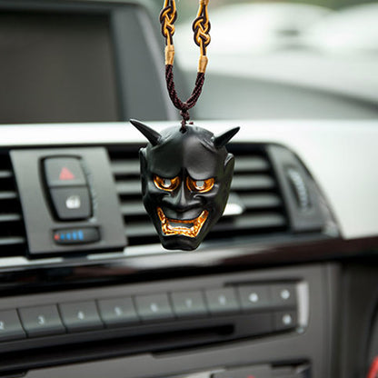Black Hannya Mask Pendant Necklace