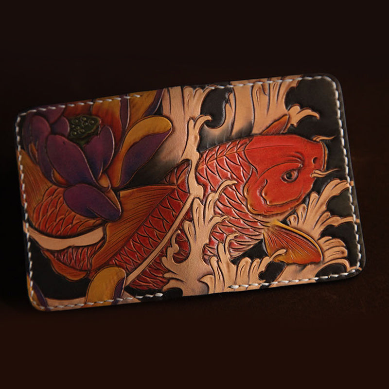 Handcrafted Koi Bifold Card Holder Leather Wallet (30% OFF)