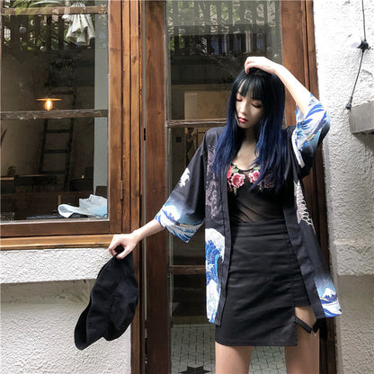 Dragon Koi Unisex Black Kimono Set