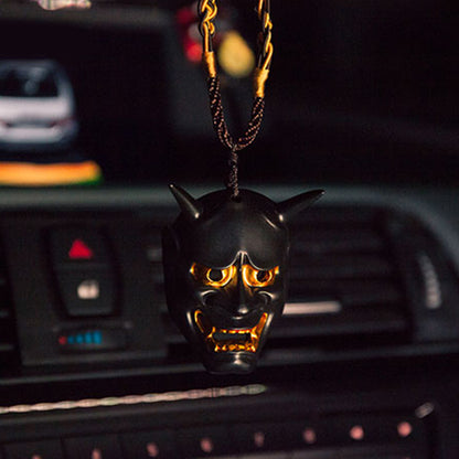 Black Hannya Mask Pendant Necklace