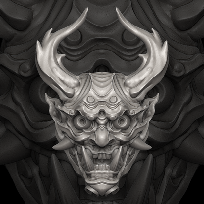 Silver Hannya Demon Pendant