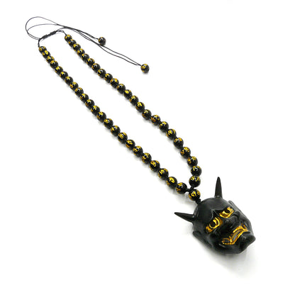 Black Hannya Mask Pendant Necklace