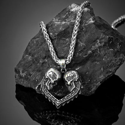 Loyal Love Skull Silver Pendant Necklace