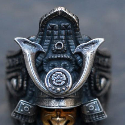 Japanese Kabuto Helmet Sterling Silver Ring