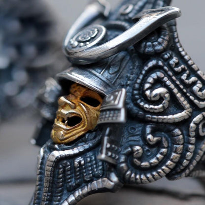 Japanese Kabuto Helmet Sterling Silver Ring