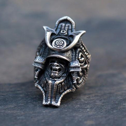 Japanese Kabuto Helmet Sterling Silver Ring