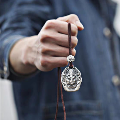 Fudo Myoo Head Silver Pendant Necklace