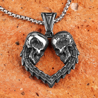 Loyal Love Skull Silver Pendant Necklace