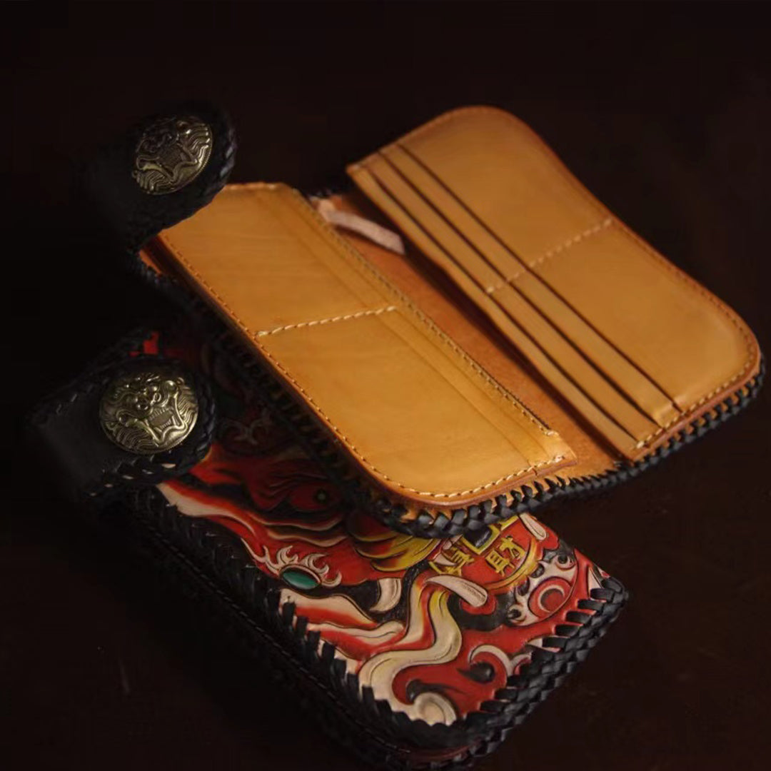 Buy Custom Made Japanese Oni Leather Wallet, made to order from Saxon  Leather art