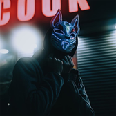 Cyber LED Kitsune Fox Mask - Japanese Tattoo Oni Plastic Mask Unisex ...