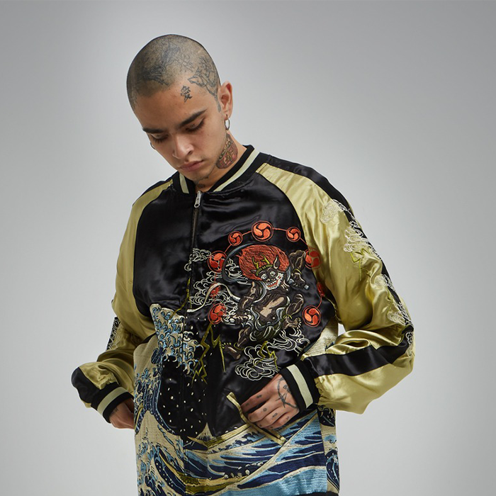 Raikou God of Thunder and Storms Reversible Sukajan Embroidered Jacket