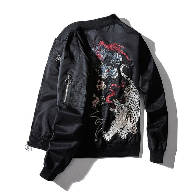 Tiger Dragon - Bomber Leather Jacket - Unisex - Sukajan Souvenir