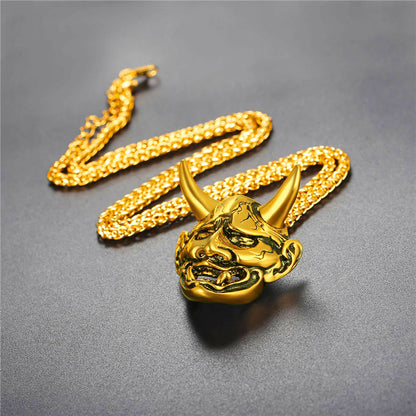 Gold Oni Hannya Mask Neckace By Irezumi Empire