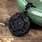 Dragon Phoenix Yin Yang Obsidian Pendant Necklace